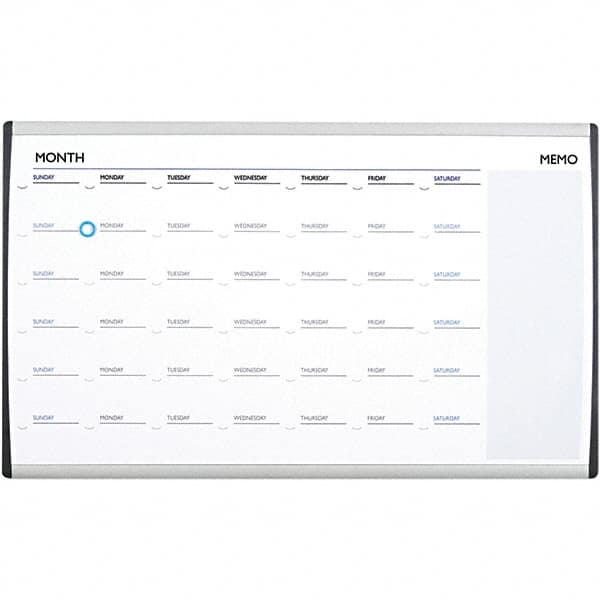 Quartet - 18" High x 30" Wide Magnetic Dry Erase Calendar - Steel, Includes Mounting Kit - Exact Tooling