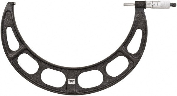 Starrett - 11 to 12" Range, 0.001" Graduation, Mechanical Outside Micrometer - Ratchet Thimble, 6-1/2" Throat Depth, Accurate to 0.0001" - Exact Tooling