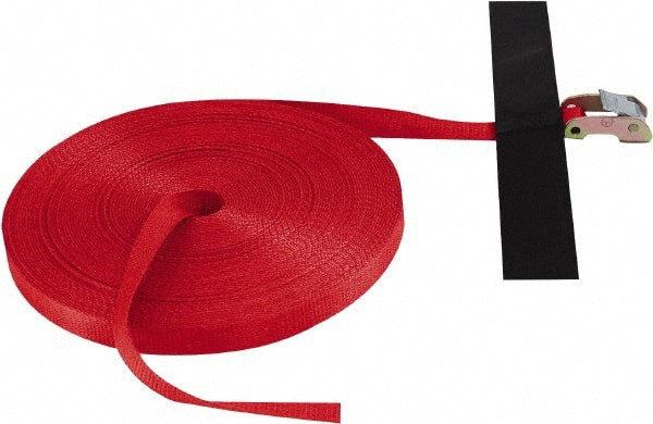 Snap-Loc - 100' Long x 1" Wide, 1,500 Lb Basket Capacity, Polyester & Steel Web Sling - Red, with Cambuckle Tie Down - Exact Tooling