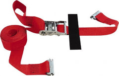 Snap-Loc - 16' Long x 2" Wide, 4,400 Lb Basket Capacity, Polyester & Steel Web Sling - 2" Diam Chain, Red, with Ratchet Tie Down - Exact Tooling