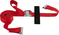 Snap-Loc - 16' Long x 2" Wide, 3,000 Lb Basket Capacity, Polyester & Steel Web Sling - 2" Diam Chain, Red, with Cambuckle Tie Down - Exact Tooling