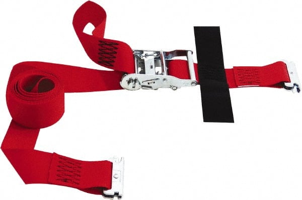 Snap-Loc - 8' Long x 2" Wide, 4,400 Lb Basket Capacity, Polyester & Steel Web Sling - 2" Diam Chain, Red, with Ratchet Tie Down - Exact Tooling