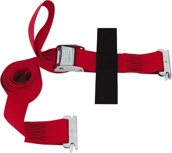 Snap-Loc - 8' Long x 2" Wide, 3,000 Lb Basket Capacity, Polyester & Steel Web Sling - 2" Diam Chain, Red, with Cambuckle Tie Down - Exact Tooling