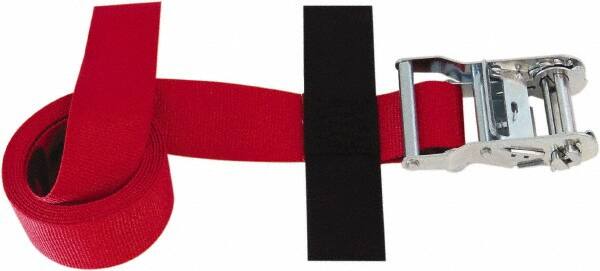 Snap-Loc - 8' Long x 2" Wide, 4,400 Lb Basket Capacity, Polyester & Steel Web Sling - Red, with Ratchet Tie Down - Exact Tooling