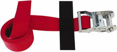 Snap-Loc - 8' Long x 2" Wide, 4,400 Lb Basket Capacity, Polyester & Steel Web Sling - Red, with Ratchet Tie Down - Exact Tooling