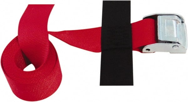 Snap-Loc - 8' Long x 2" Wide, 3,000 Lb Basket Capacity, Polyester & Steel Web Sling - Red, with Cambuckle Tie Down - Exact Tooling