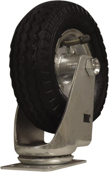 Snap-Loc - 6" Diam x 1-1/4" Wide x 7-1/2" OAH Top Plate Mount Swivel Caster - Rubber, 375 Lb Capacity, Ball Bearing, 1-3/4 X 2-7/8" Plate, Round Stem - Exact Tooling