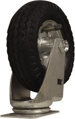 Snap-Loc - 6" Diam x 1-1/4" Wide x 7-1/2" OAH Top Plate Mount Swivel Caster - Rubber, 375 Lb Capacity, Ball Bearing, 1-3/4 X 2-7/8" Plate, Round Stem - Exact Tooling