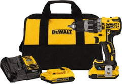 DeWALT - 20 Volt 1/2" Chuck Pistol Grip Handle Cordless Drill - 0-2000 RPM, Keyless Chuck, Reversible, 2 Lithium-Ion Batteries Included - Exact Tooling