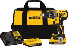 DeWALT - 20 Volt 1/2" Chuck Pistol Grip Handle Cordless Drill - 0-2000 RPM, Keyless Chuck, Reversible, 2 Lithium-Ion Batteries Included - Exact Tooling