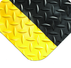 UltraSoft Diamond Plate Floor Mat - 3' x 5' x 15/16" Thick - (Black/Yellow Diamond Plate) - Exact Tooling
