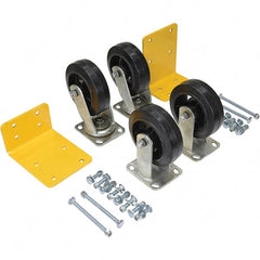 Vestil - 6" Diam x 2" Wide, Mold on Rubber (2) Rigid (2) Swivel Caster - 2,400 Lb Capacity, Top Plate Mount, 4" x 4-1/2" Plate - Exact Tooling