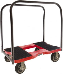 Snap-Loc - 1,500 Lb Capacity Steel Panel Cart - Polyethylene/Polypropylene Plastic Deck, 20-1/2" OAW, 32" Platform Length x 9-1/2" Platform Height, Rubber Casters - Exact Tooling