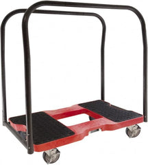 Snap-Loc - 1,500 Lb Capacity Steel Panel Cart - Polyethylene/Polypropylene Plastic Deck, 20-1/2" OAW, 32" Platform Length x 7" Platform Height, Polyurethane Casters - Exact Tooling