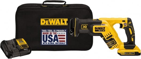 DeWALT - 20V, 0 to 2,900 SPM, Cordless Reciprocating Saw - 1-1/8" Stroke Length, 14-1/2" Saw Length, 1 Lithium-Ion Battery Included - Exact Tooling