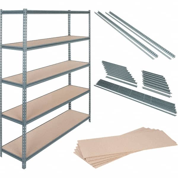 Value Collection - 24" Wide, 18 High, Open Shelving Accessory/Component - 16 Gauge Steel, Powder Coat Finish, Use with Boltless Storage Rack - Exact Tooling