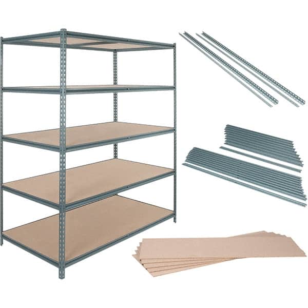 Value Collection - 72" Wide, 36 High, Open Shelving Accessory/Component - Particle Board, Use with Boltless Storage Rack - Exact Tooling