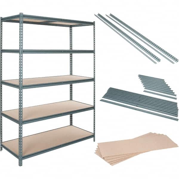 Value Collection - 60" Wide, 36 High, Open Shelving Accessory/Component - Particle Board, Use with Boltless Storage Rack - Exact Tooling