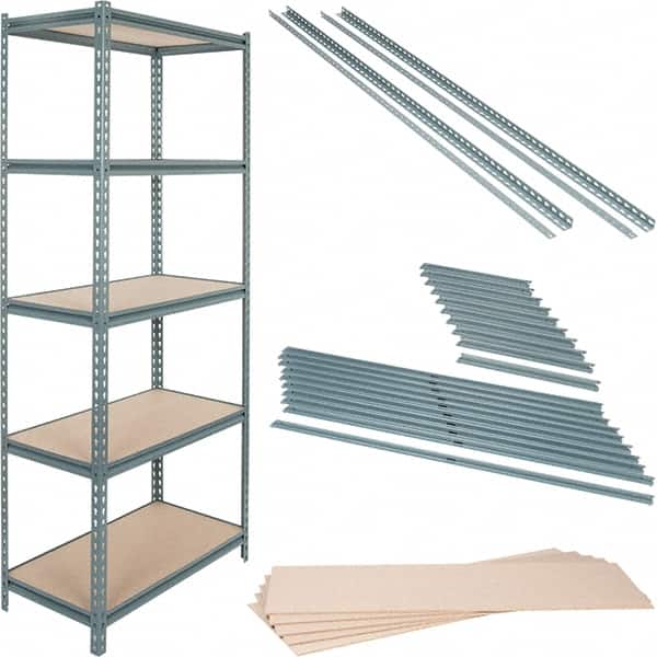 Value Collection - 72" Wide, 36 High, Open Shelving Accessory/Component - Particle Board, Use with Boltless Storage Rack - Exact Tooling