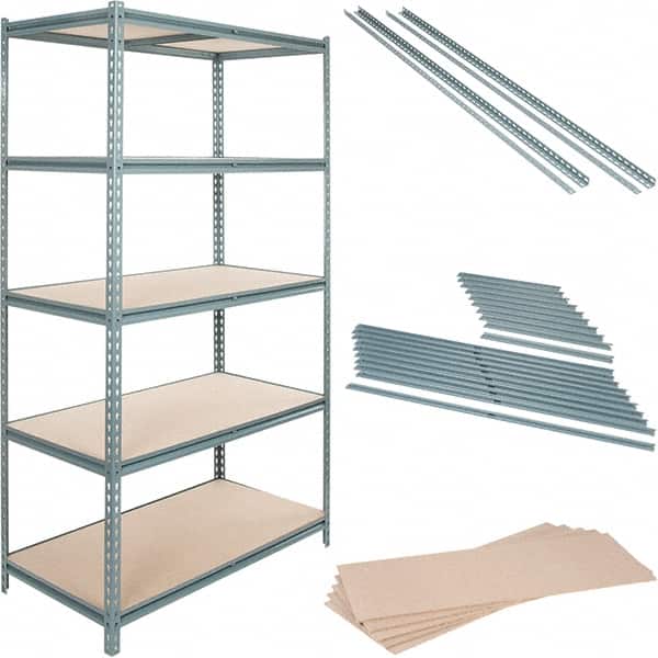 Value Collection - 48" Wide, 36 High, Open Shelving Accessory/Component - Particle Board, Use with Boltless Storage Rack - Exact Tooling