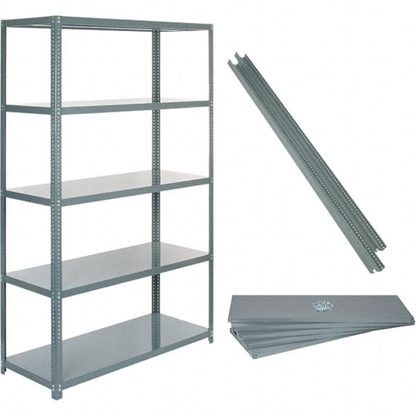 Value Collection - 60" Wide, 1-15/16 High, Open Shelving Accessory/Component - 14 Gauge Steel, Powder Coat Finish, Use with High Capacity Storage Racks - Exact Tooling
