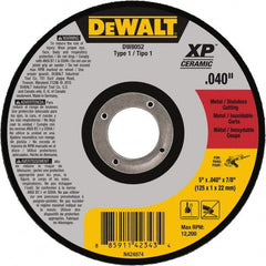 DeWALT - 5" Ceramic Cutoff Wheel - 0.04" Thick, 7/8" Arbor, 12,200 Max RPM, Use with Angle Grinders - Exact Tooling