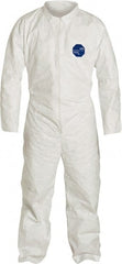 Dupont - Size L Film Laminate General Purpose Coveralls - White, Zipper Closure, Open Cuffs, Open Ankles, Serged Seams - Exact Tooling