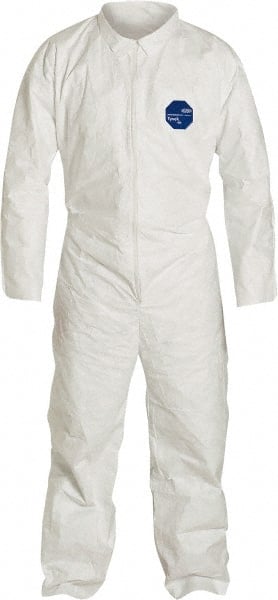 Dupont - Size XL Film Laminate General Purpose Coveralls - White, Zipper Closure, Open Cuffs, Open Ankles, Serged Seams - Exact Tooling