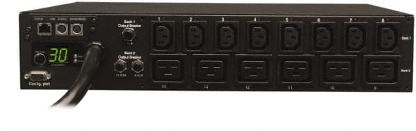 Tripp-Lite - 14 Outlets, 208/240 Volts, 30 Amps, 10' Cord, Power Outlet Strip - Rack Mount, 5-15/20R NEMA Configuration, 19" Strip - Exact Tooling