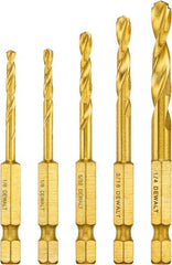 DeWALT - 1/8 to 1/4", 135° Point, Titanium Finish, Titanium Jobber Length Drill Bit Set - Exact Tooling