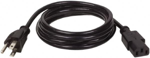 Tripp-Lite - 10', 18/3 Gauge/Conductors, Black Indoor Replacement Cord - 0 Receptacles, 10 Amps, 120 VAC, UL SJT, NEMA 5-15P - Exact Tooling