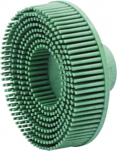 Value Collection - 3" 50 Grit Ceramic Straight Disc Brush - Threaded Hole Connector, 5/8" Trim Length, 1/4-20 Threaded Arbor Hole - Exact Tooling