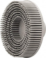 Value Collection - 3" 120 Grit Ceramic Straight Disc Brush - Threaded Hole Connector, 5/8" Trim Length, 1/4-20 Threaded Arbor Hole - Exact Tooling