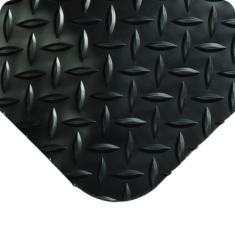 Diamond Plate SpongeCote Floor Mat - 2' x 3' x 9/16" Thick - (Black Anti-Fatigue) - Exact Tooling