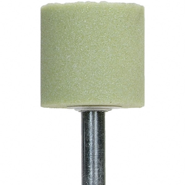 Norton - 2" Head Diam x 1/2" Thickness, W189, Cylinder End, Ceramic Mounted Point - Green, Extra Coarse Grade, 36 Grit, 24,000 RPM - Exact Tooling