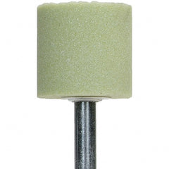Norton - 2" Head Diam x 1/2" Thickness, W189, Cylinder End, Ceramic Mounted Point - Green, Extra Coarse Grade, 36 Grit, 24,000 RPM - Exact Tooling