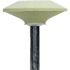 Norton - 5/8" Head Diam x 1-7/8" Thickness, A36, Wheel Tapered Edge End, Ceramic Mounted Point - Green, Extra Coarse Grade, 36 Grit, 23,520 RPM - Exact Tooling