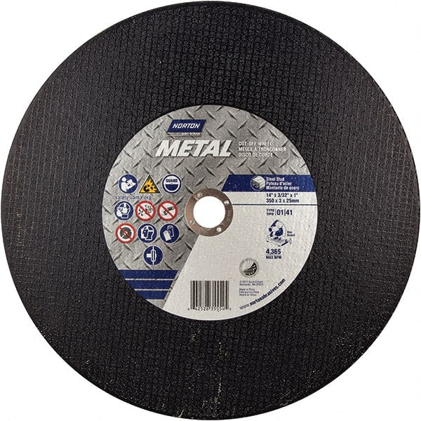 Norton - 14" Aluminum Oxide Cutoff Wheel - 7/64" Thick, 1" Arbor - Exact Tooling