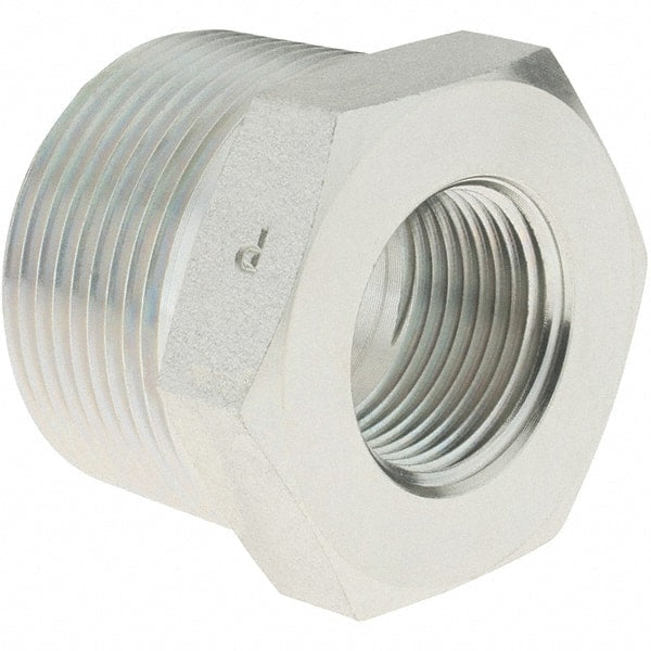 Parker - 1-1/4 Male Thread x 3/4 Female Thread, Zinc Plated Steel Industrial Pipe Hex Bushing - MNPTF x FNPTF, 3,000 psi - Exact Tooling