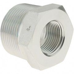 Parker - 1-1/4 Male Thread x 3/4 Female Thread, Zinc Plated Steel Industrial Pipe Hex Bushing - MNPTF x FNPTF, 3,000 psi - Exact Tooling