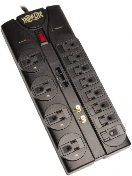 Tripp-Lite - 12 Outlets, 120 VAC15 Amps, 8' Cord, Power Outlet Strip - Floor, Keyhole Mount, 5-15 NEMA Configuration, 12.04" Strip - Exact Tooling