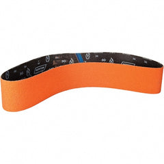 Norton - 2" Wide x 48" OAL, 120 Grit, Ceramic Abrasive Belt - Ceramic, Coated, Y Weighted Cloth Backing - Exact Tooling