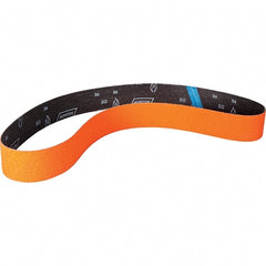 Norton - 2-1/2" Wide x 60" OAL, 100 Grit, Ceramic Abrasive Belt - Ceramic, Coated, Y Weighted Cloth Backing - Exact Tooling
