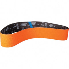 Norton - 4" Wide x 60" OAL, 60 Grit, Ceramic Abrasive Belt - Ceramic, Coated, Y Weighted Cloth Backing - Exact Tooling