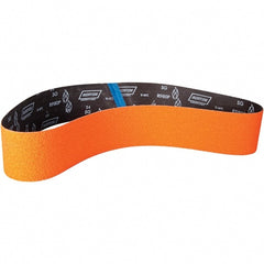 Norton - 4" Wide x 60" OAL, 40 Grit, Ceramic Abrasive Belt - Ceramic, Coated, Y Weighted Cloth Backing - Exact Tooling