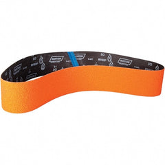 Norton - 4" Wide x 60" OAL, 36 Grit, Ceramic Abrasive Belt - Ceramic, Coated, Y Weighted Cloth Backing - Exact Tooling