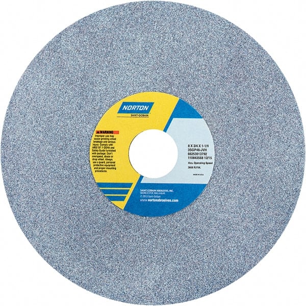 Norton - 8" Diam x 1-1/4" Hole x 3/4" Thick, J Hardness, 46 Grit Surface Grinding Wheel - Ceramic, Type 1, Coarse Grade, 3,600 Max RPM - Exact Tooling