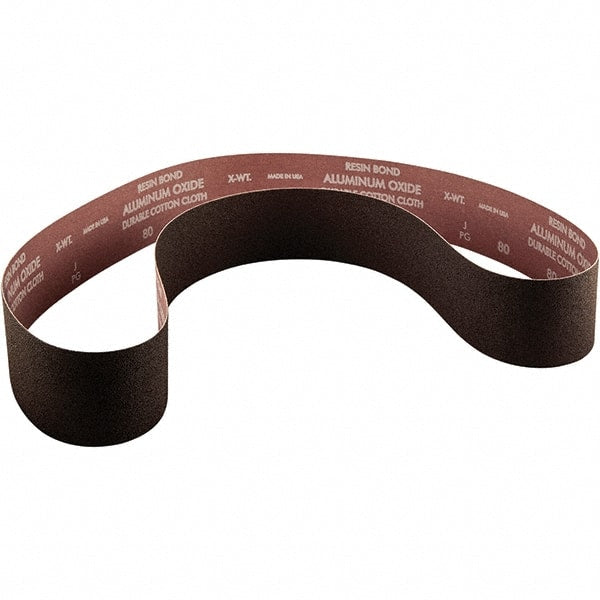 Norton - 4" Wide x 36" OAL, 100 Grit, Aluminum Oxide Abrasive Belt - Aluminum Oxide, Coated, X Weighted Cloth Backing - Exact Tooling