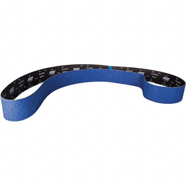 Norton - 6" Wide x 79" OAL, 80 Grit, Zirconia Alumina Abrasive Belt - Zirconia Alumina, Coated, Y Weighted Cloth Backing - Exact Tooling