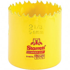 Starrett - 2-1/8" Diam, 2" Cutting Depth, Hole Saw - High Speed Steel Saw, Toothed Edge - Exact Tooling
